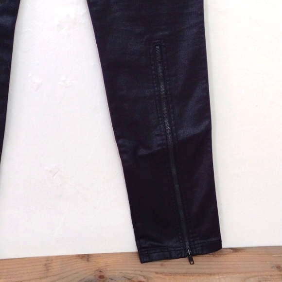 Kate Moss x Topshop Black Faux Leather Skinny Moto Retro Skinny Pants Size 6 - Picture 10 of 16